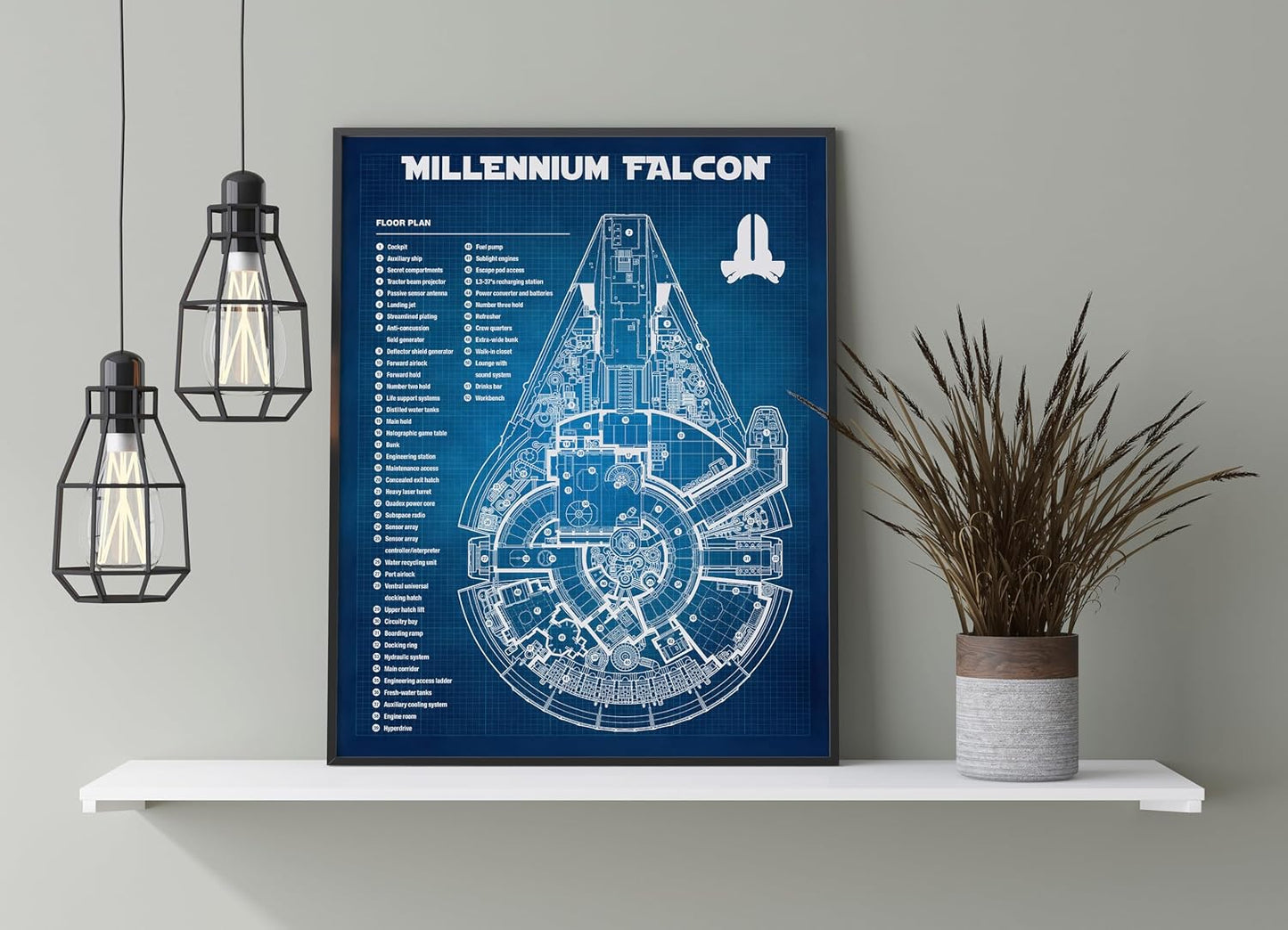 Star Wars Blueprints - Star Wars Poster, Starwars Wall Decor, Starwars Posters for Walls, Deathstar, Millennium Falcon, X Wing, Tie Fighter, AT-AT Gifts