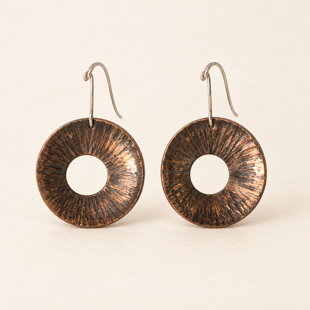 Sunburst Copper Drop Earrings