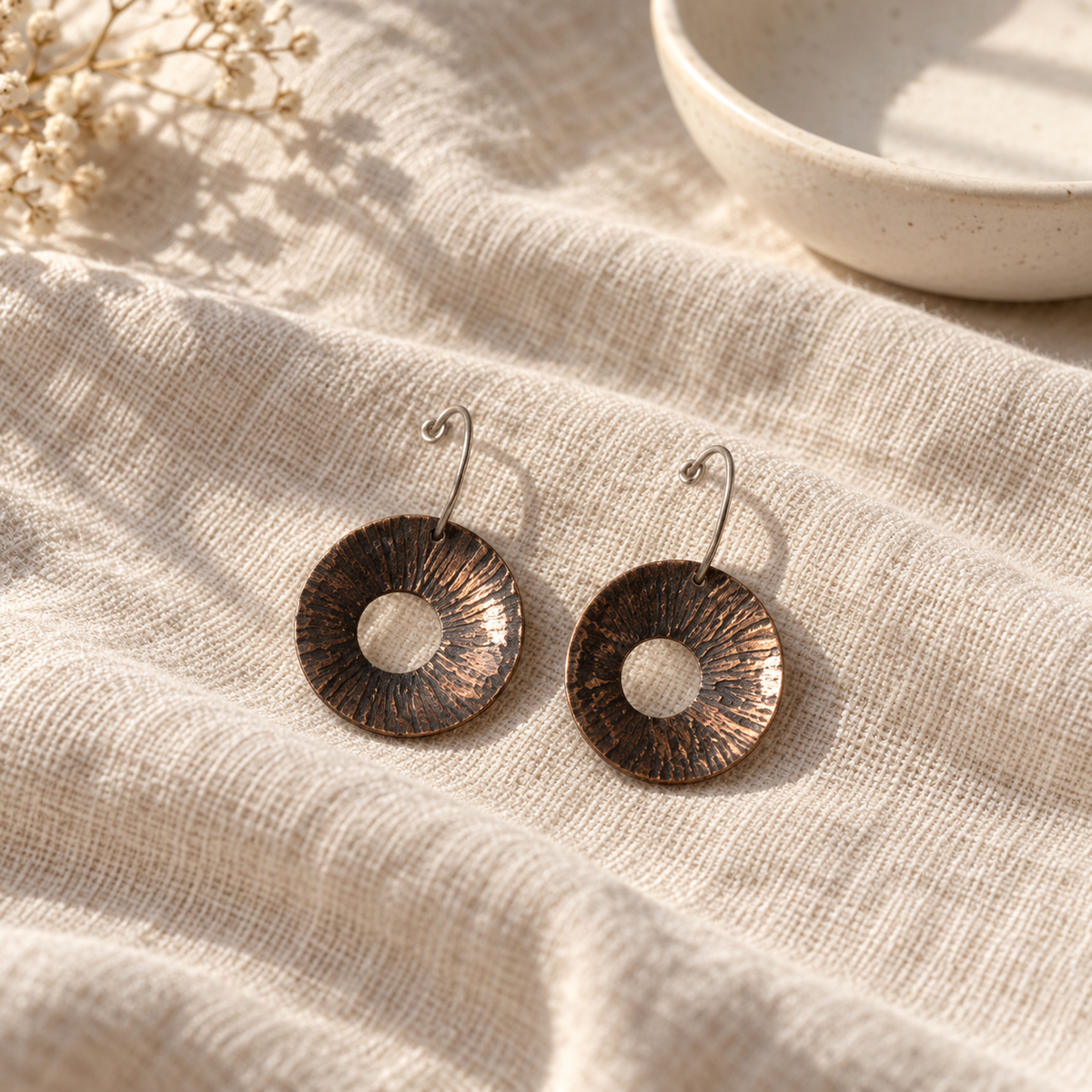 Sunburst Copper Drop Earrings