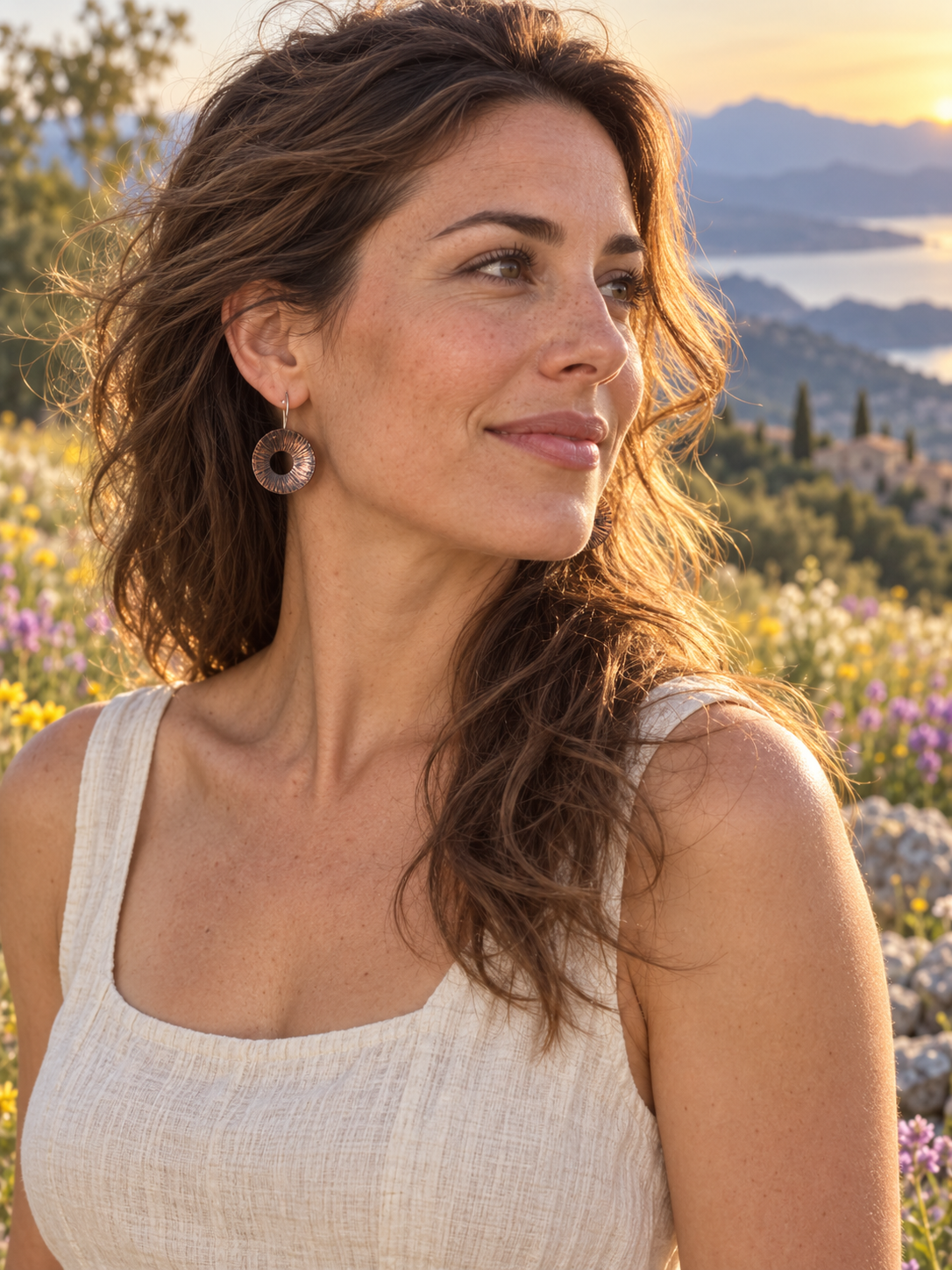 Sunburst Copper Drop Earrings